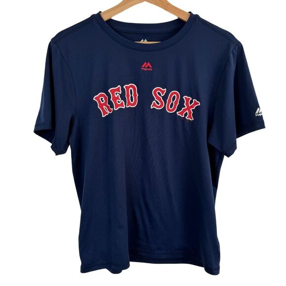 Blue Majestic Evolution Cool Base Baseball RED SOX Quick Dry Shirt Size Youth XL - Picture 1 of 5